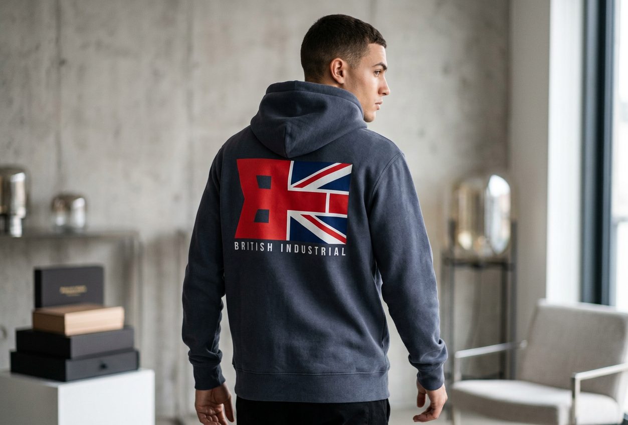 British Industrial hoodie, back print