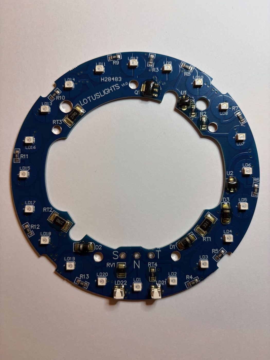Redesigned Lotus Lights circuit board