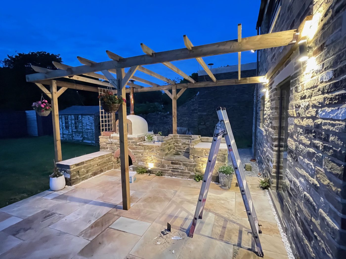 Stone-built oven and pergola